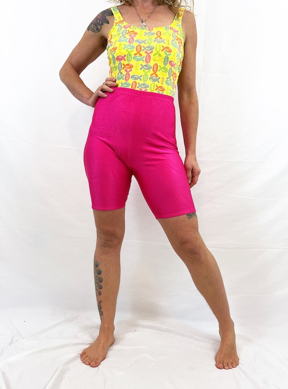 80s Shiny SPANDEX High Waist Leggings by the Body Co Bright