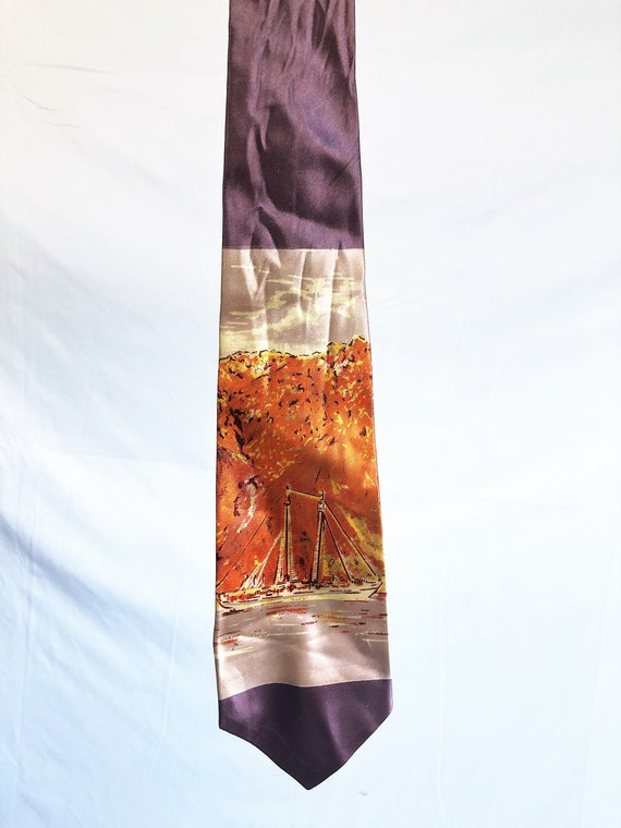 Vintage 40s 1940s Rayon Necktie Swing Neck Tie - S