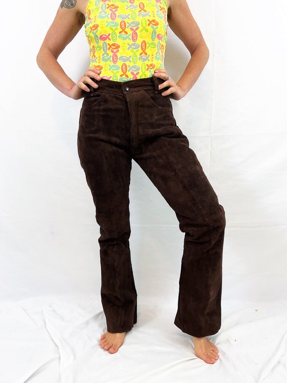 RARE 1970s 70s Vintage Leather Suede Pants - image 1