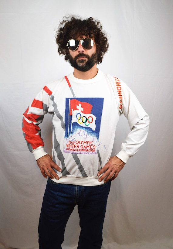 Vintage Adidas Winter Olympics Sweatshirt St. Moritz 1928, Squaw Valley '60 Vintage Adidas Winter Olympics Sweatshirt St. Moritz 1928, Squaw Valley '60
