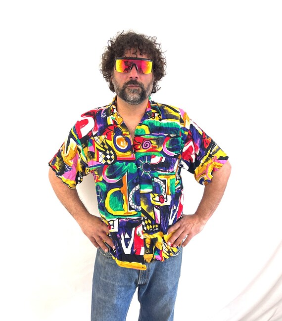 Fun 80s 90s Button Up Top Shirt - Gitano