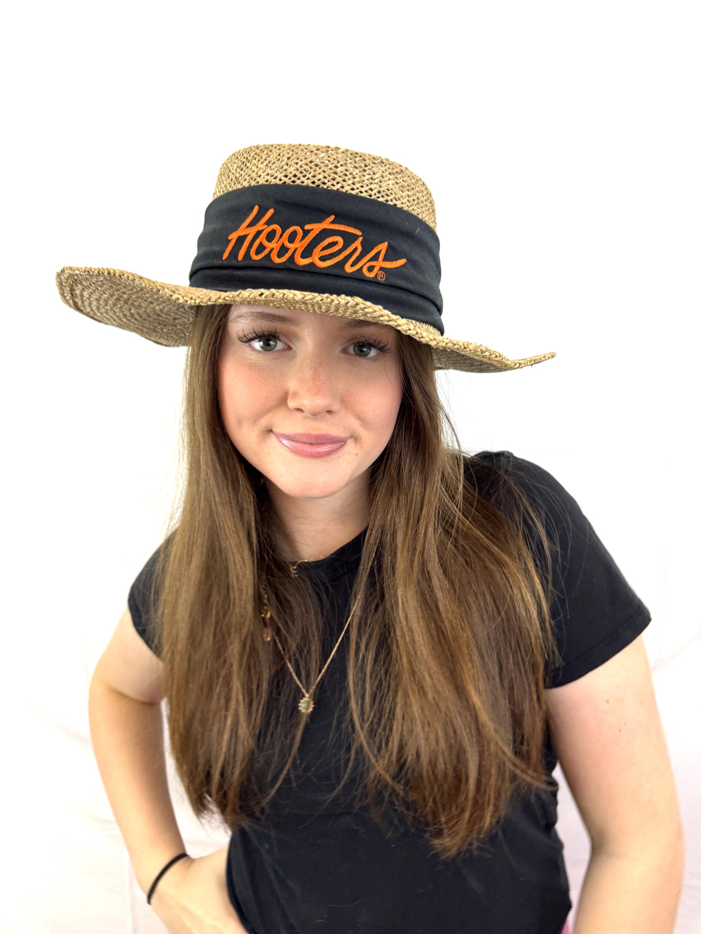 Vintage 90s Hooters Straw Sun Wide Brim Party Hat - Etsy