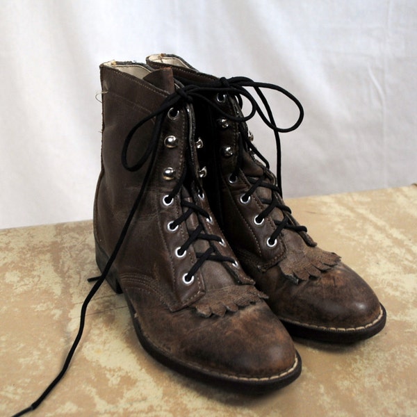 Cute Little Kids Western Lacer Boots - Size 12