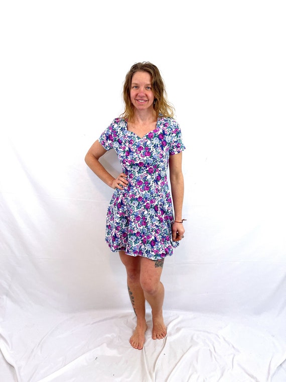 Cutest Vintage 80s Summer Floral Mini Dress - lizz