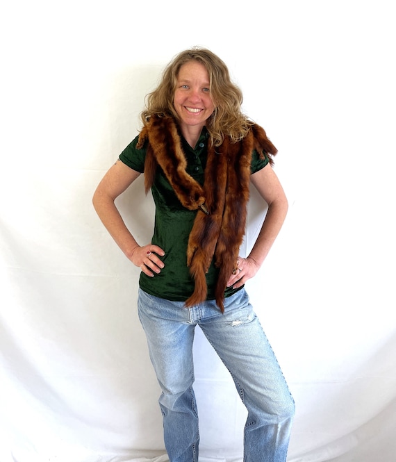 Vintage Mink Real Animal Fur Wrap Stole Pelt