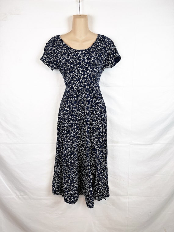Vintage Nineties 1990s All That Jazz Black Floral Sleeveless Dress