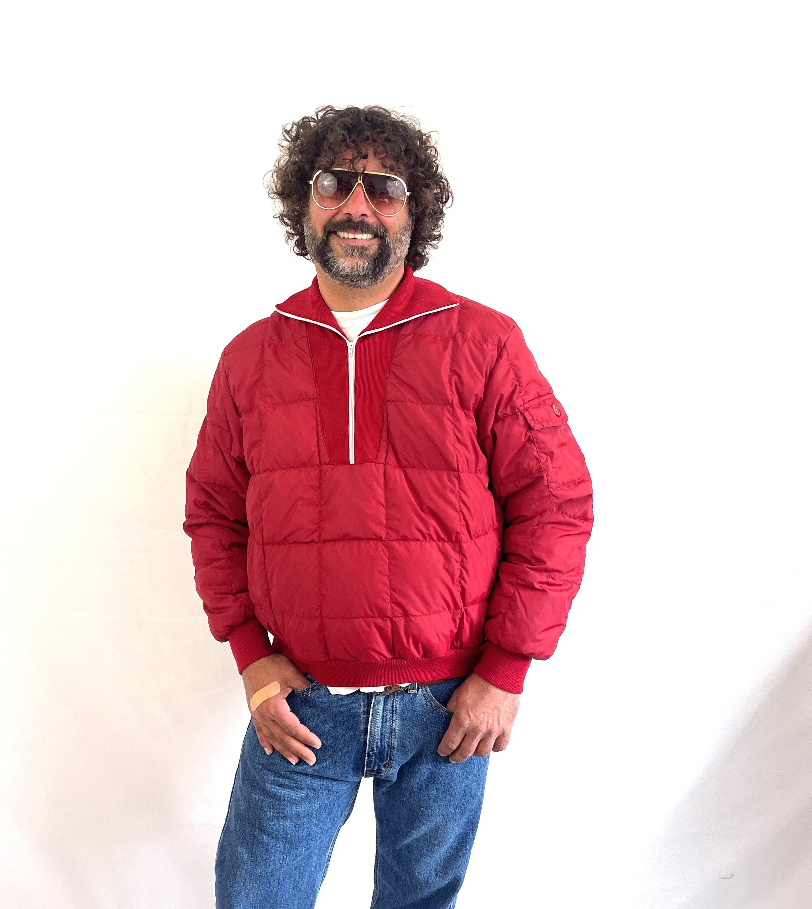 Vintage 1970s 80s Puffy Red Goose Down Pullover Jacket - Eddie 