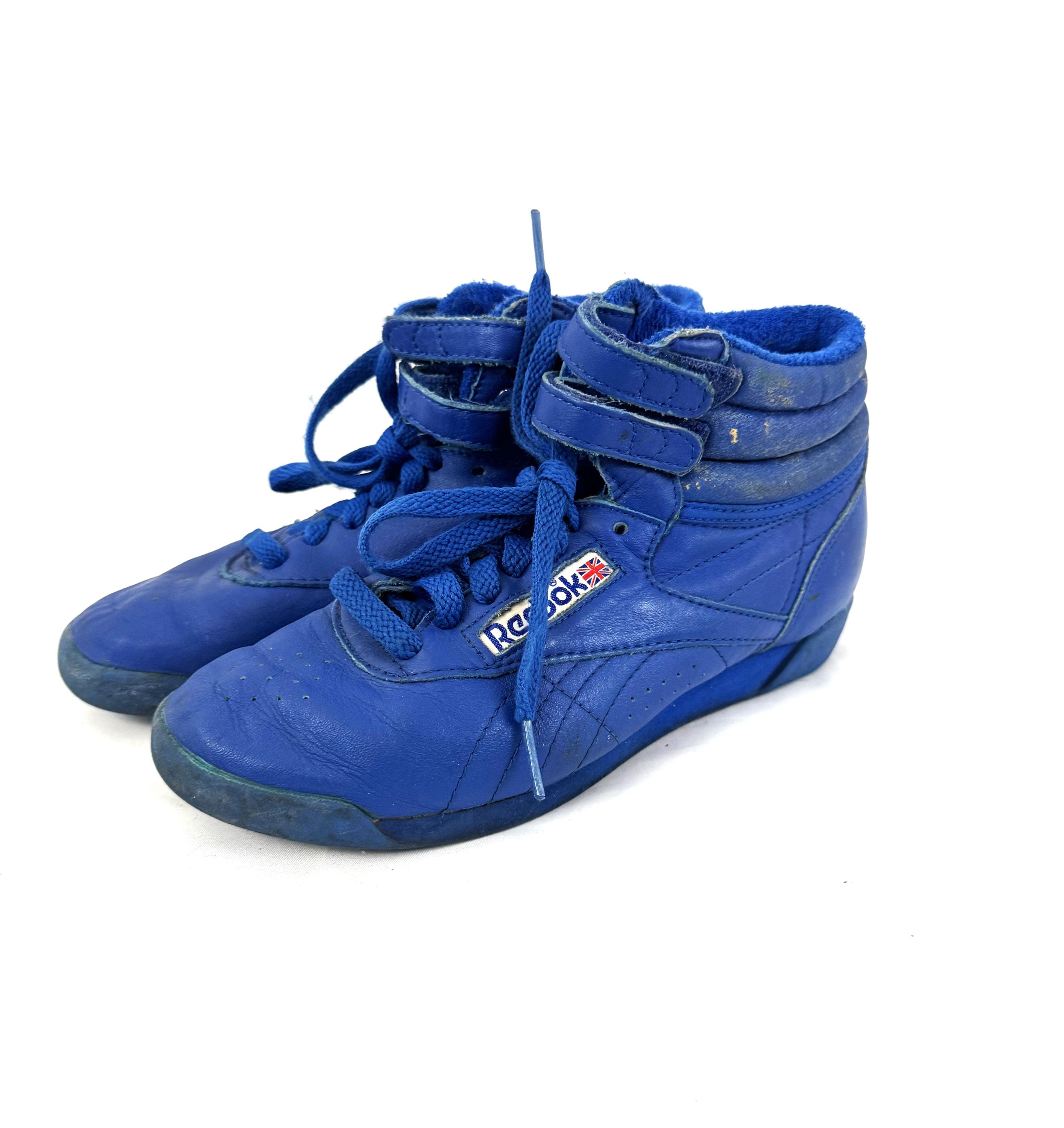 Vintage 1980s RARE 80s Reebok Blue Leather New Wave High Tops Sneakers ...