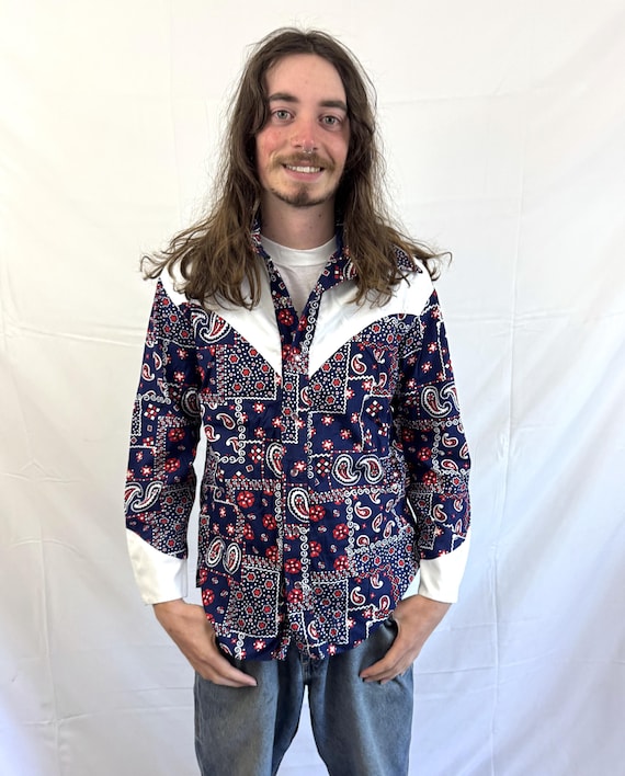 Vintage Handmade Western Paisley Fun Pearl Snap Square Dancing Shirt