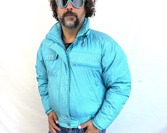Vintage 80s Nils Blue Star Down Ski Jacket Size 10 UK