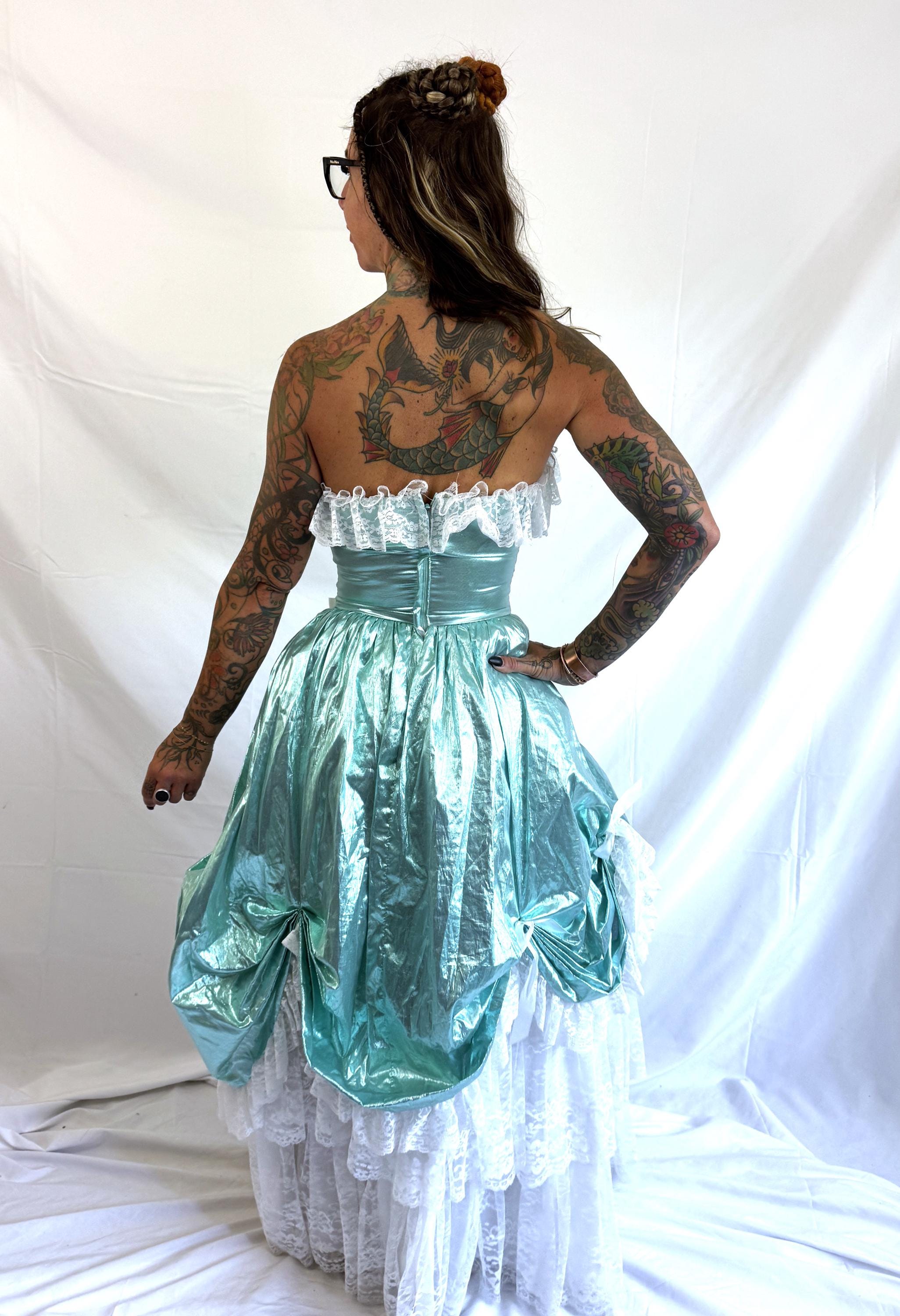 Amazing Vintage 80s Teal Princess and Lace Loralie Cottagecore