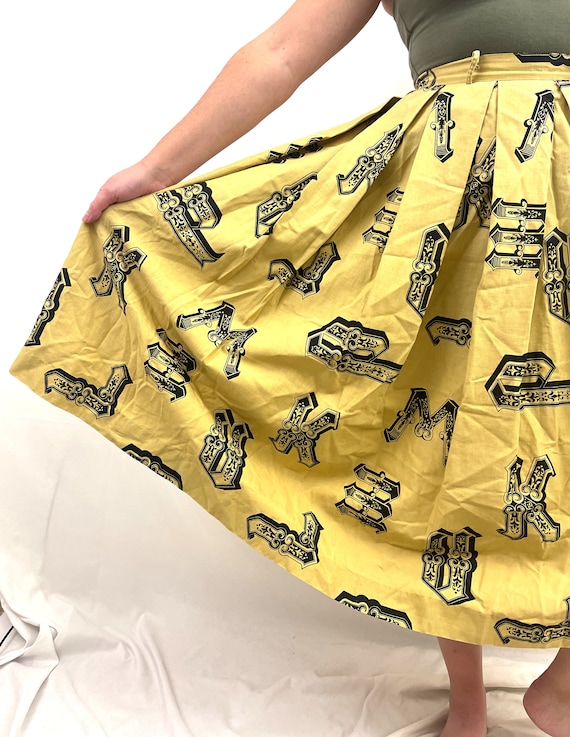 Vintage 1950s Novelty Print Cotton Skirt - Jane C… - image 3