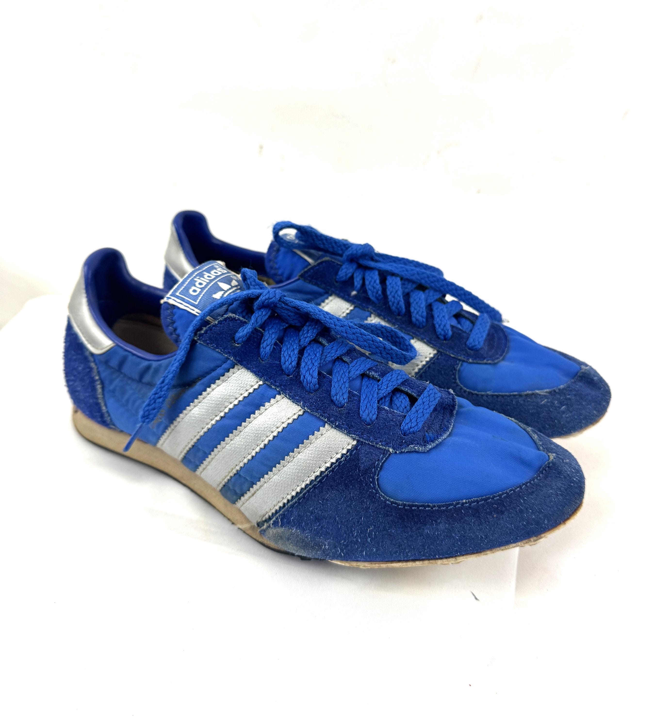 Vintage 1970s 70s 80s Adidas Blue Striped Track Sneakers Shoes