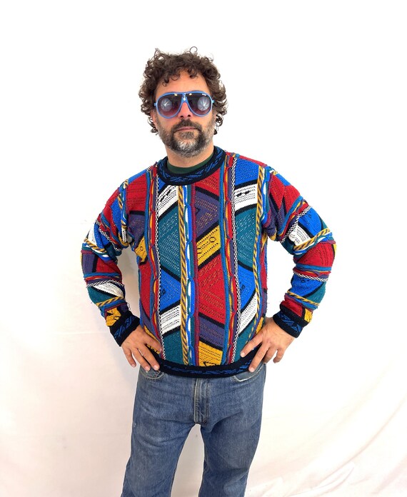 Vintage 90s 1990s Fun Geometric Sweater - Protege 