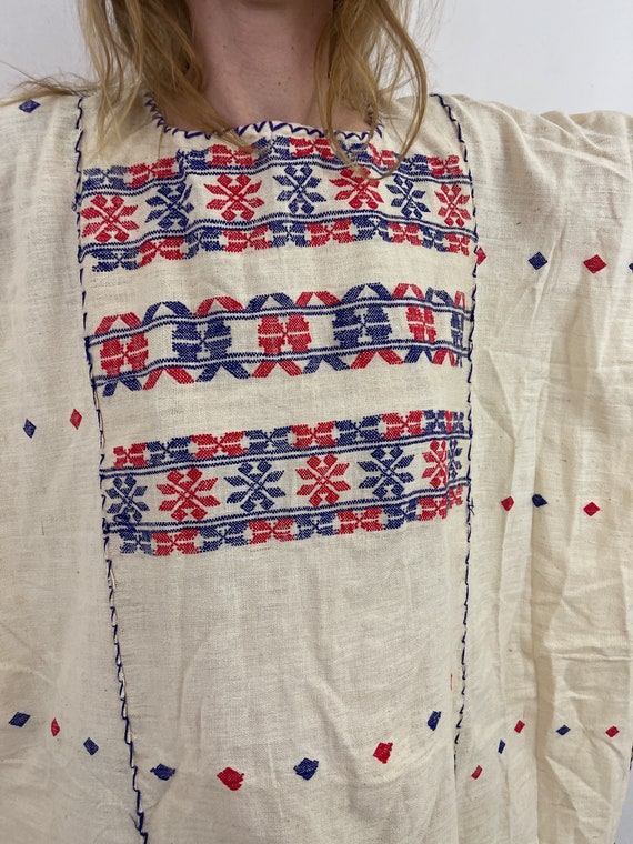 Vintage 1970s Ethnic Boho Embroidered Dashiki Caf… - image 3