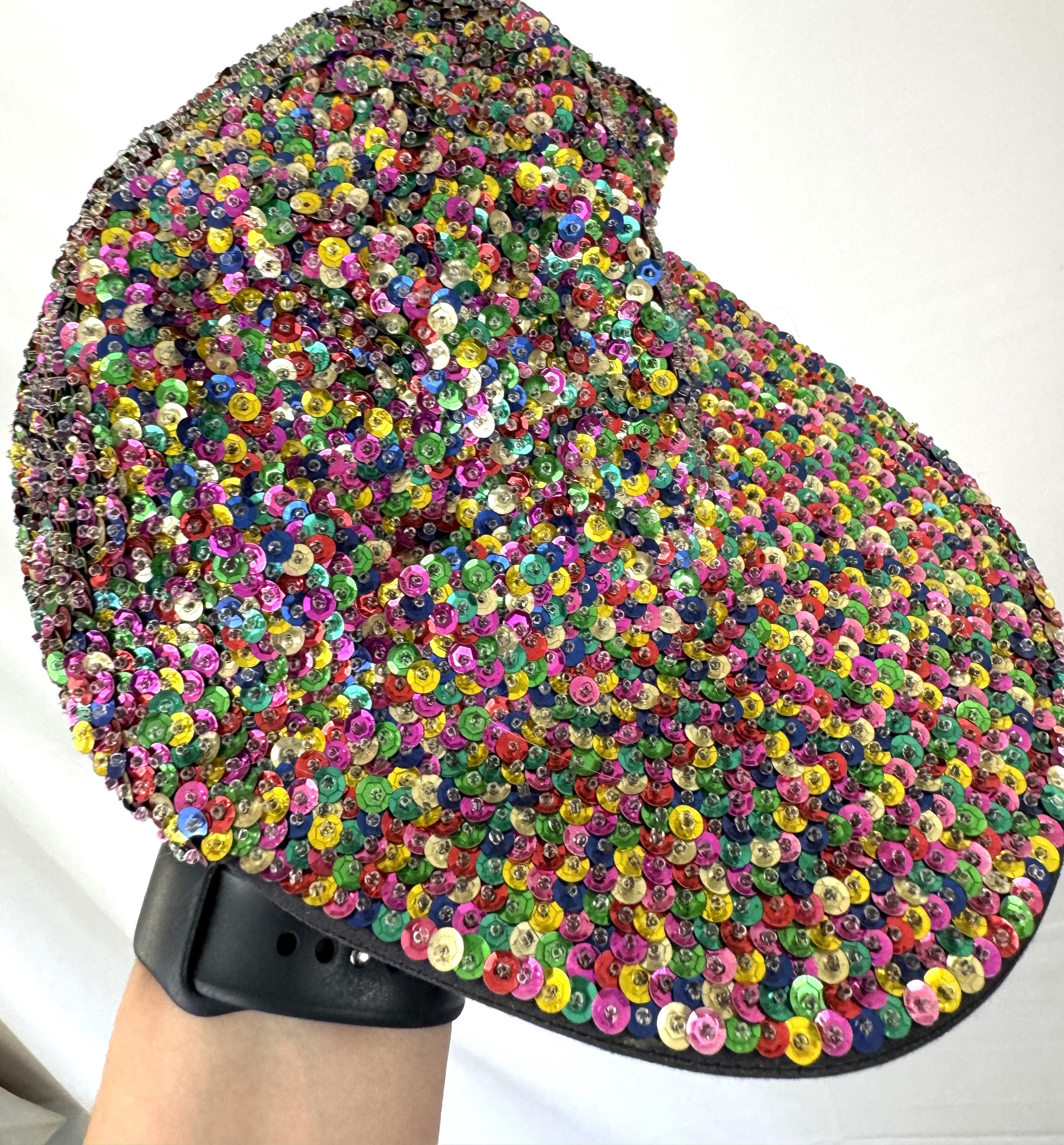 Vintage 1990s 90s USA Sequin Sparkle Party Hat - Made in  display picture 1