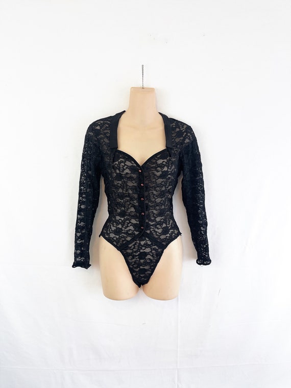 Vintage 60s 70s Black Lingerie Negligee Teddy - Gi