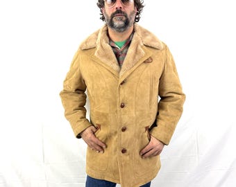 Vintage 1970s 70s Mcgregor Suede Leather Sherpa Coat - Etsy
