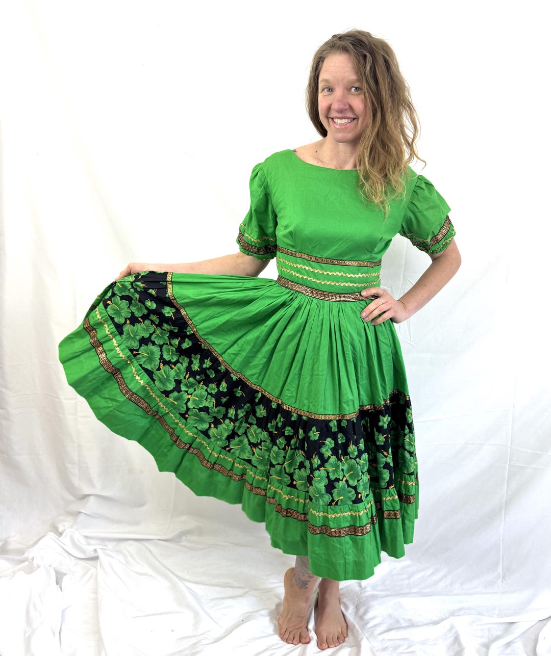 Rockabilly Ric Rac Vintage 1950s 50s Green Squaw Patio Rockabilly Ric Rac Dress - Etsy