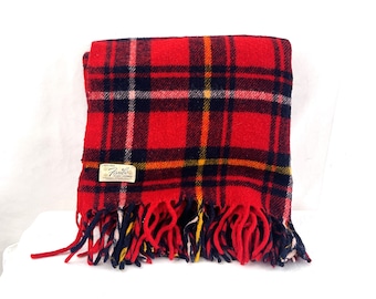 Vintage Fairbo Plaid Red Wool Winter Blanket - Fairbault, Minnesota