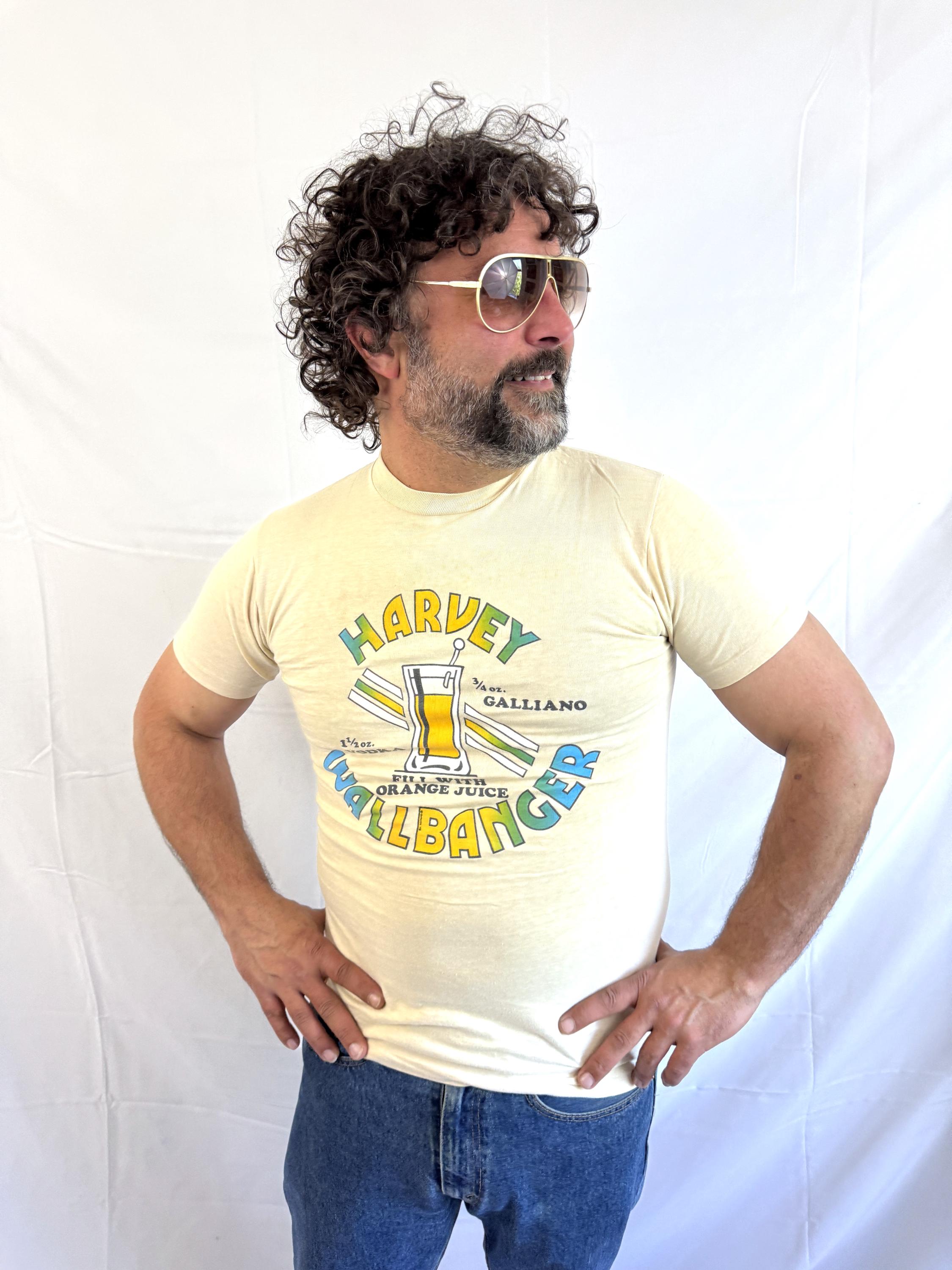 Vintage RARE 1970s 70s Harvey Wallbanger Vodka Cocktail Tee Shirt