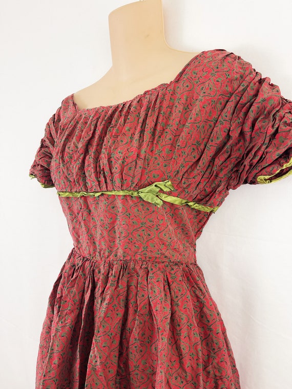 Vintage 1950s Floral Silk 50s Flower Dress - Vien… - image 4