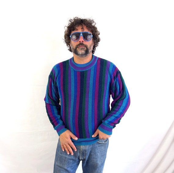 Vintage 80s 90s Rainbow Knit Sweater - Colours by… - image 1