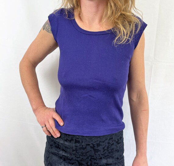 Vintage 1980s 80s Cute Purple Top Shirt - You Bab… - image 5