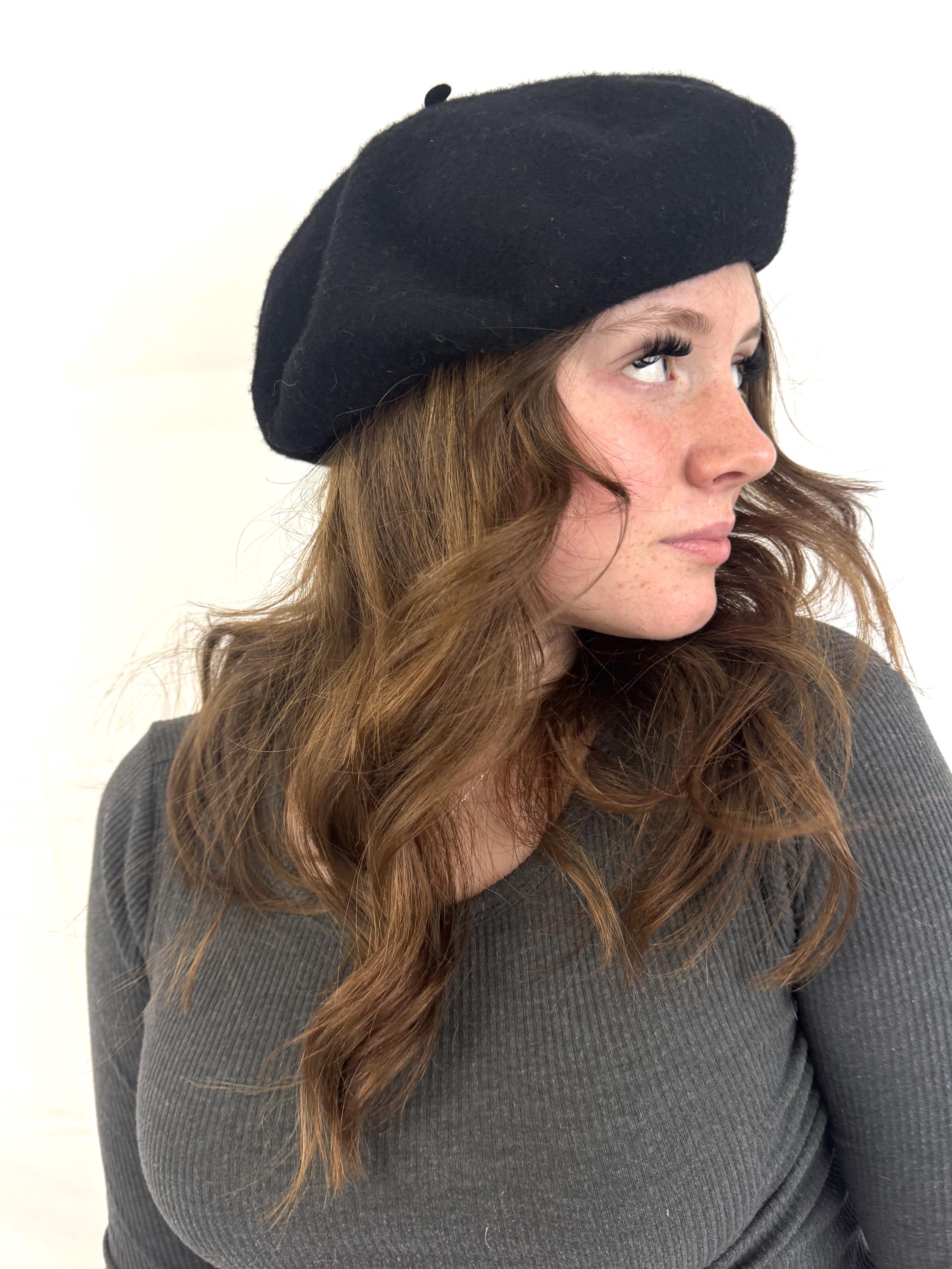 Vintage Borsalino Black Wool Beret Hat - Made in Italy - Etsy