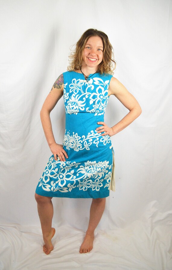 Vintage 1950s Kamehameha Hawaiian Tunic Dress Top