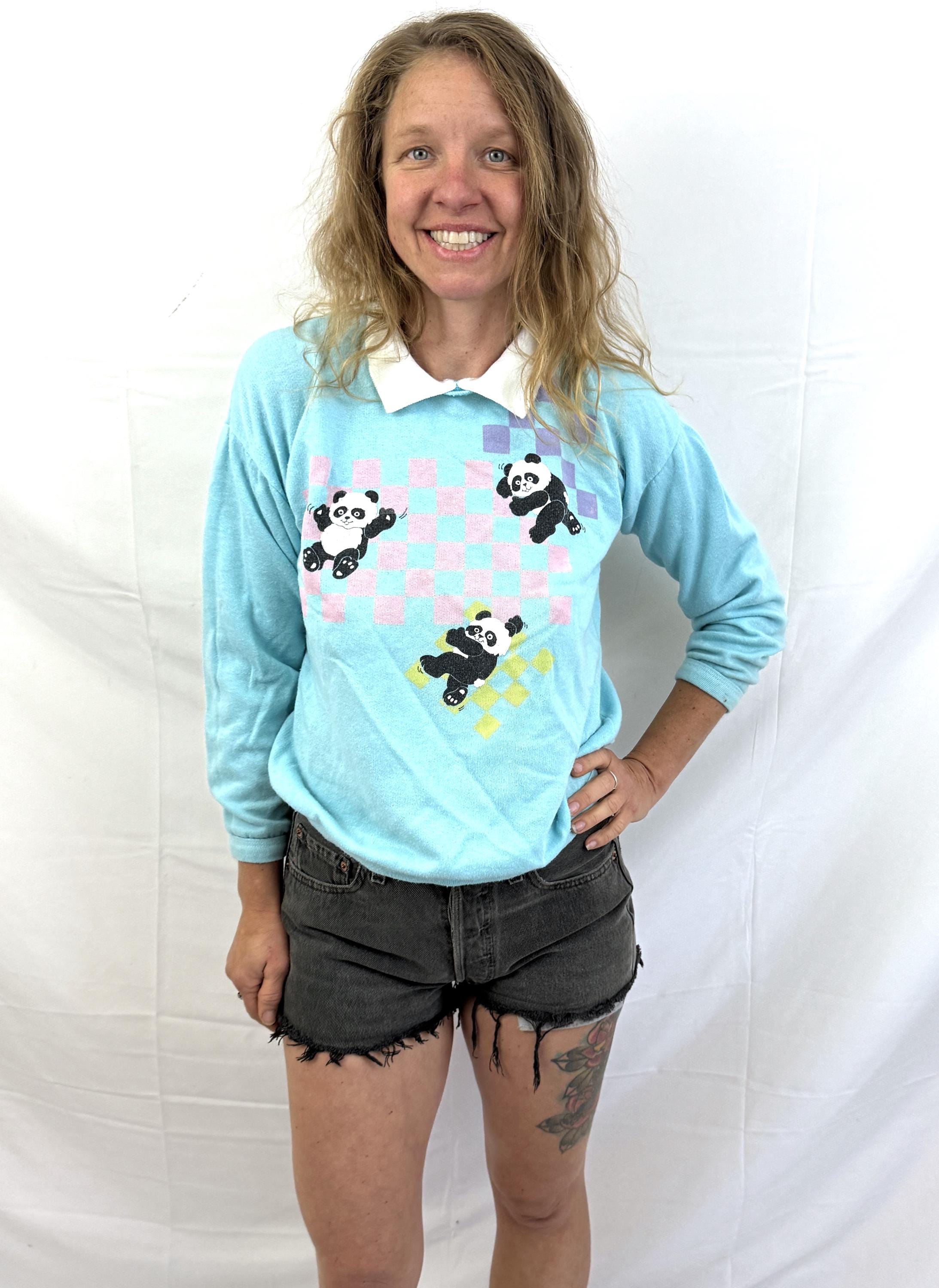 値下げ　80's Panda sweat shirt Vintage 80s 1980s Panda Bear Kids Size Sweatshirt - Etsy