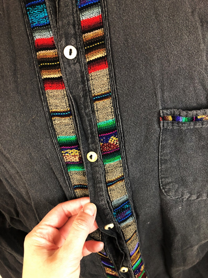Vintage 80s 1980s 90s Ecuador Button Up Top Shirt