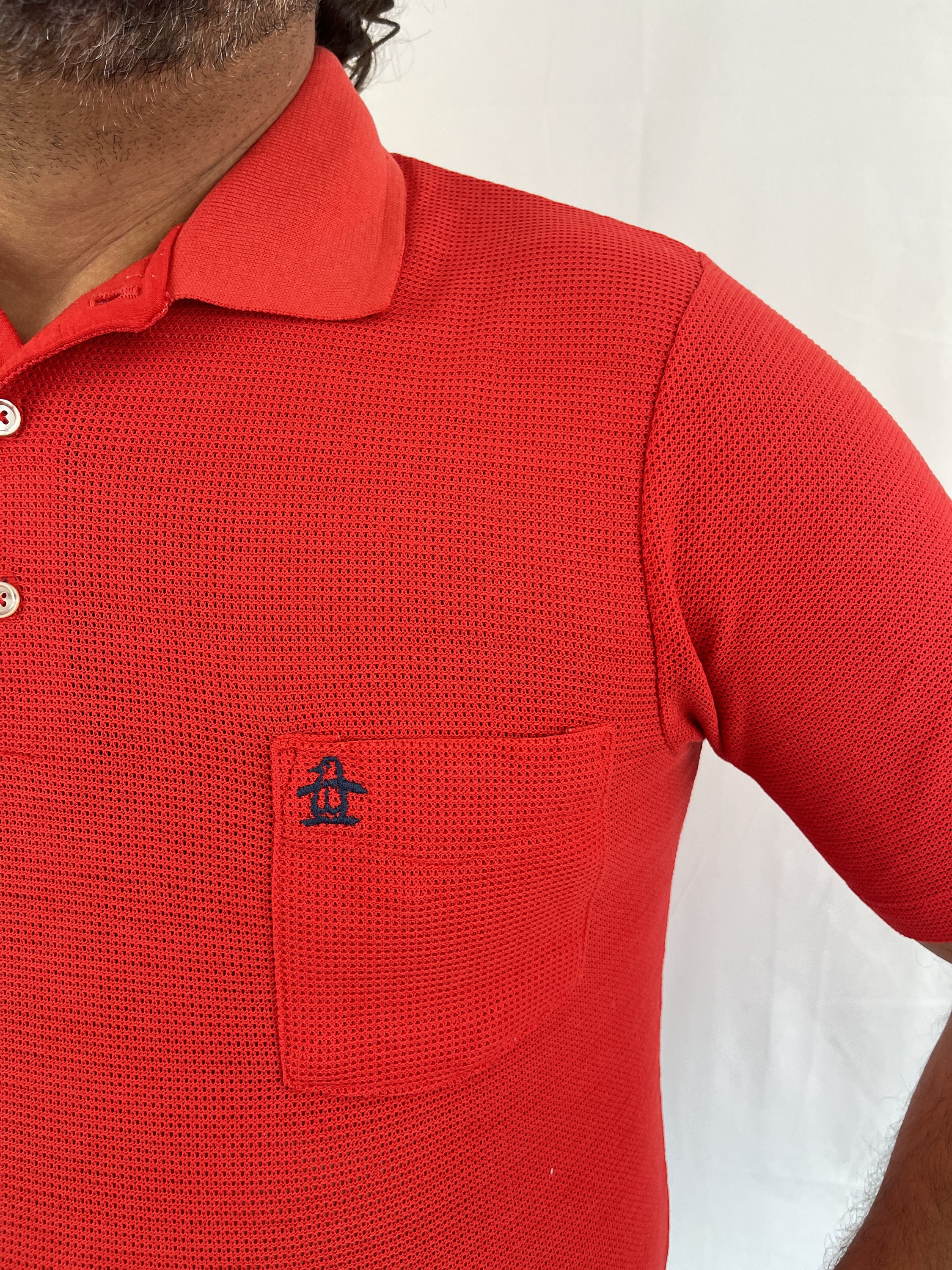 Vintage 1980s Munsingwear Penguin Grand Slam Mesh Red Polo