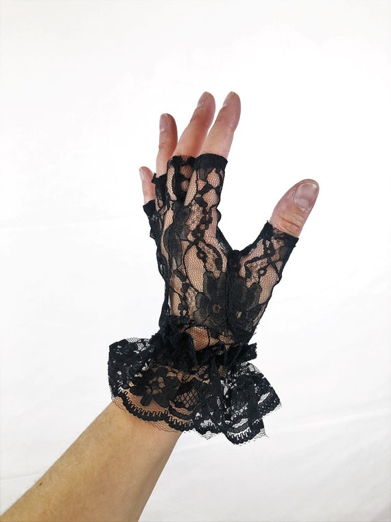 Vintage 80s Lace Madonna Rocker Steampunk Black Gl