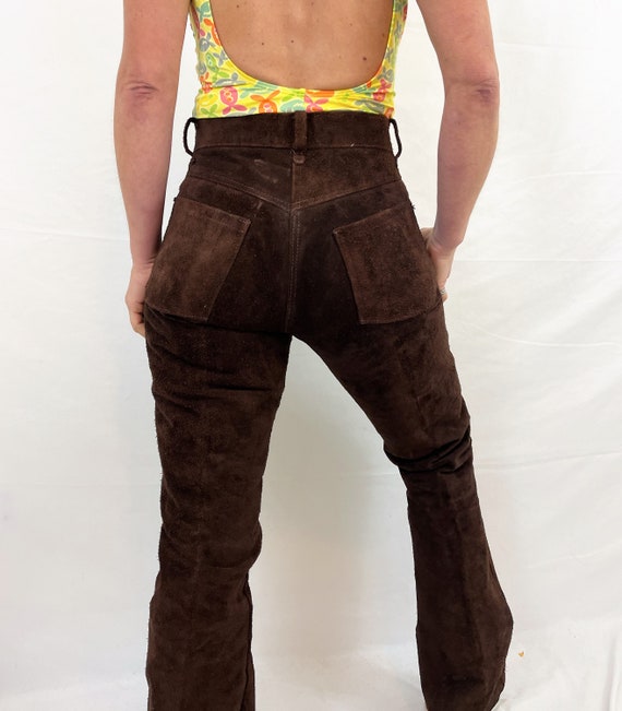 RARE 1970s 70s Vintage Leather Suede Pants - image 5