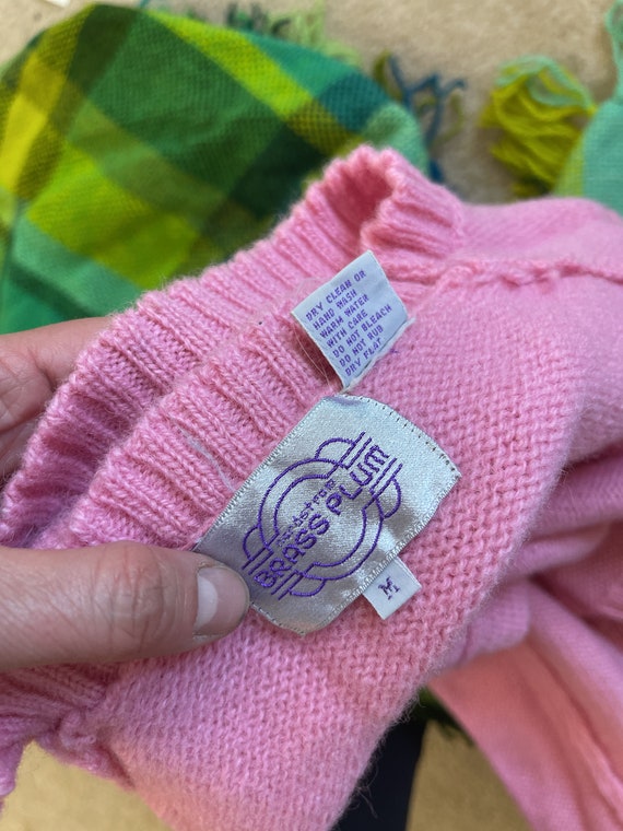 Vintage 1980s 80s Wool Pullover Pink Knit Sweater - Brass Plum