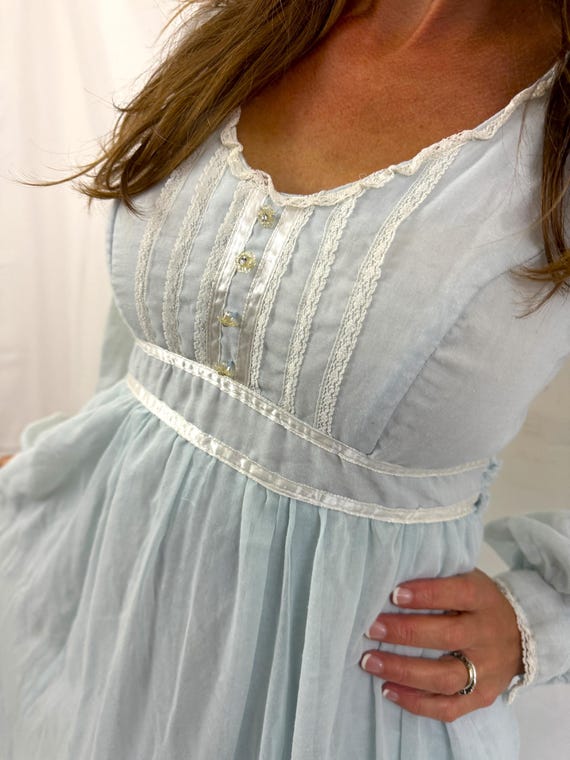 Vintage 1970s 70s Gunne Sax by Jessica Lace Floral Sh… - Gem