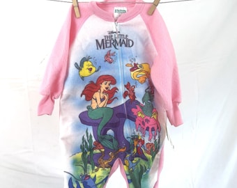 Vintage 1990s 90s Little Mermaid Disney Dr. Denton Ariel Pajamas - NWT Deadstock - Size 2T