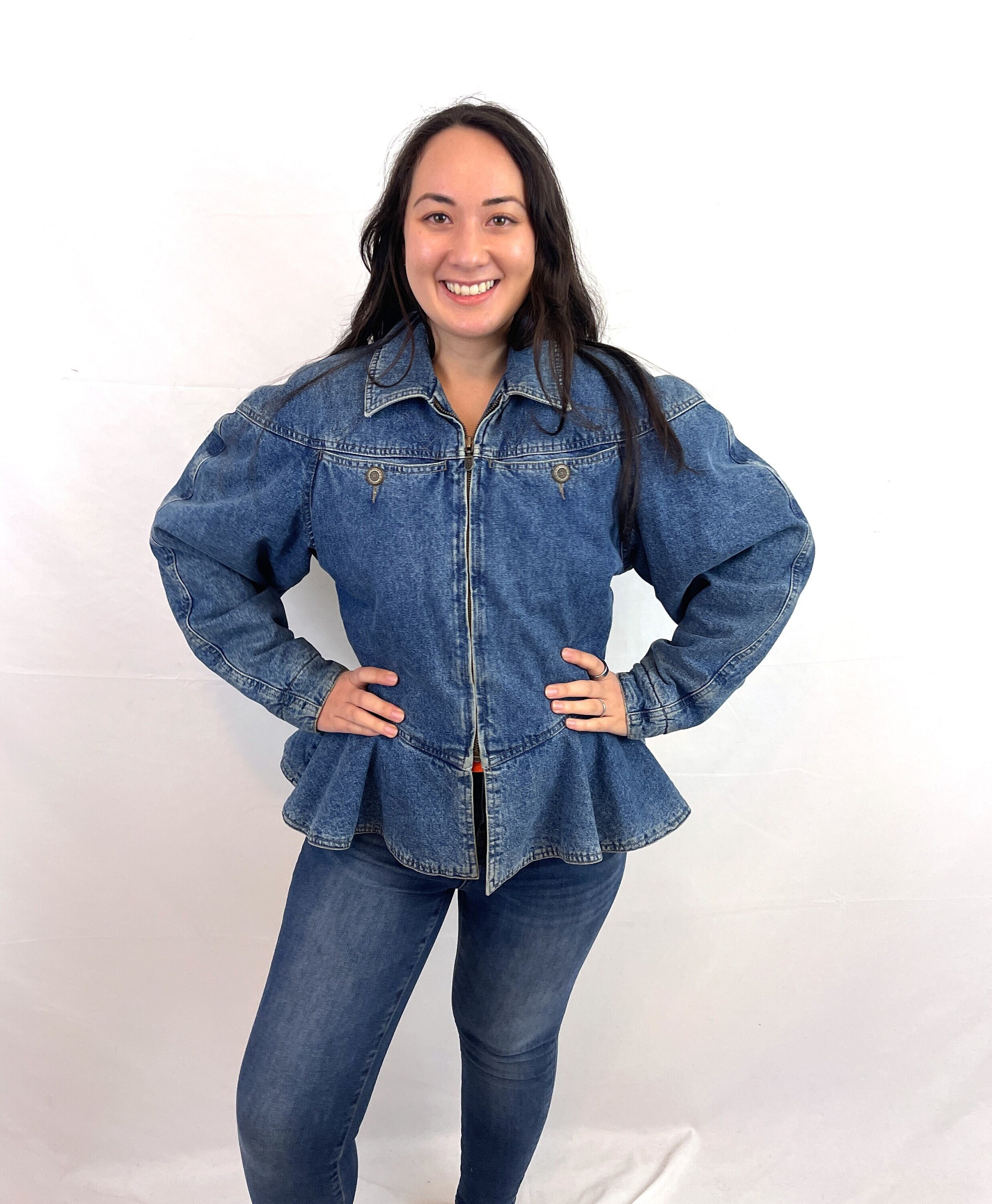 Plus size denim peplum jacket hot sale