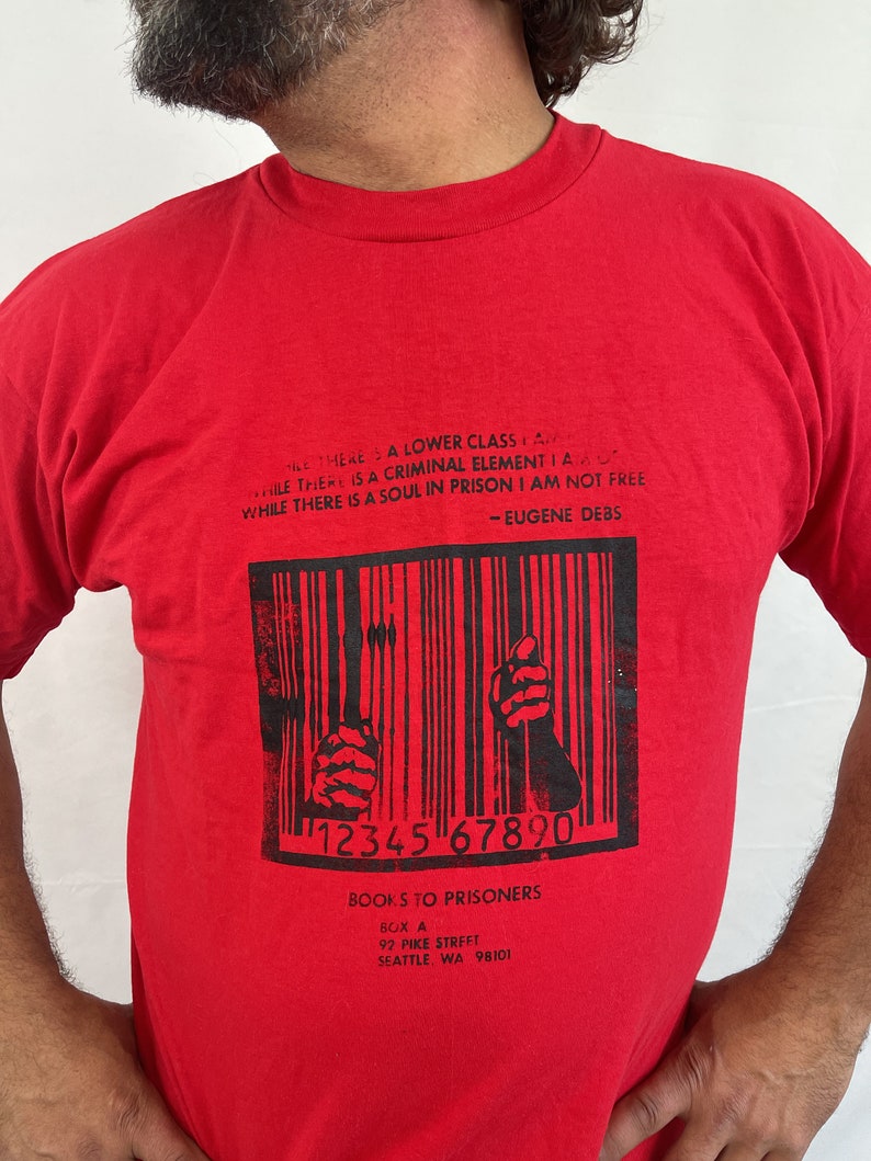 Vintage 90s 1990s Socialist Anarchy Tshirt Tee Shirt Books for Prisoners image 4