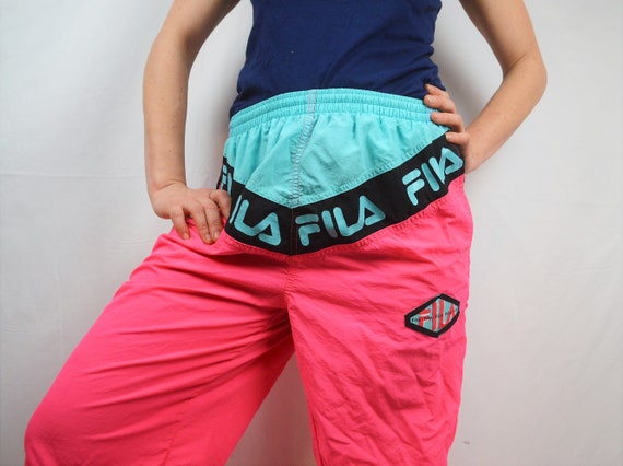 Vintage 1990s 90s Neon Pink FILA Ski Track Pants