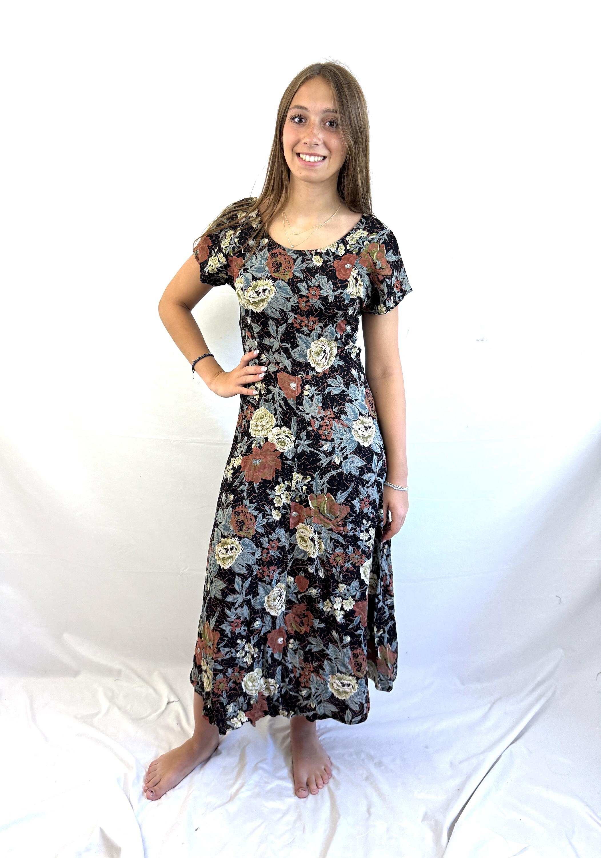 Vintage 90s 1990s All That Jazz Floral Summer Flower Maxi