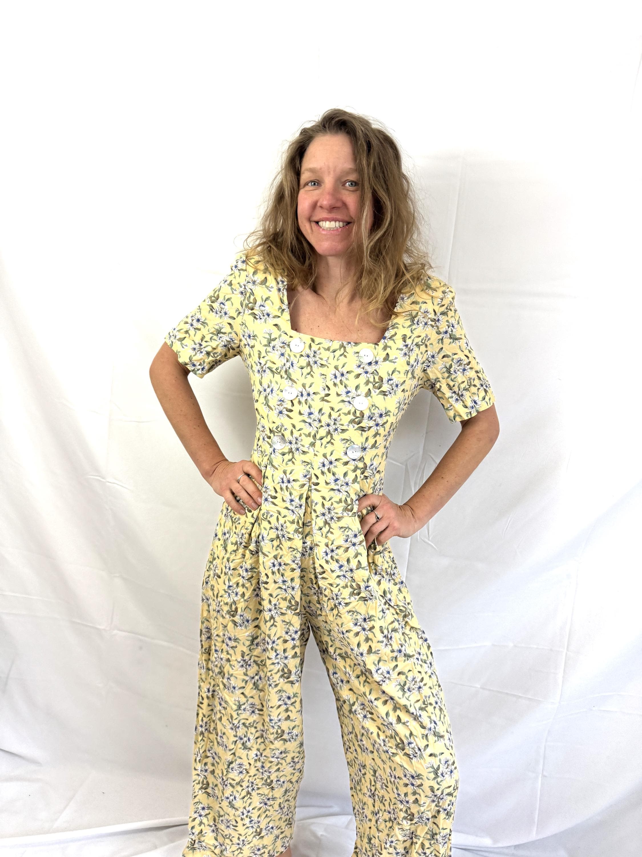 Vintage 1990s 90s Jeffrey & Dara Linda Hutley Floral Romper - Etsy