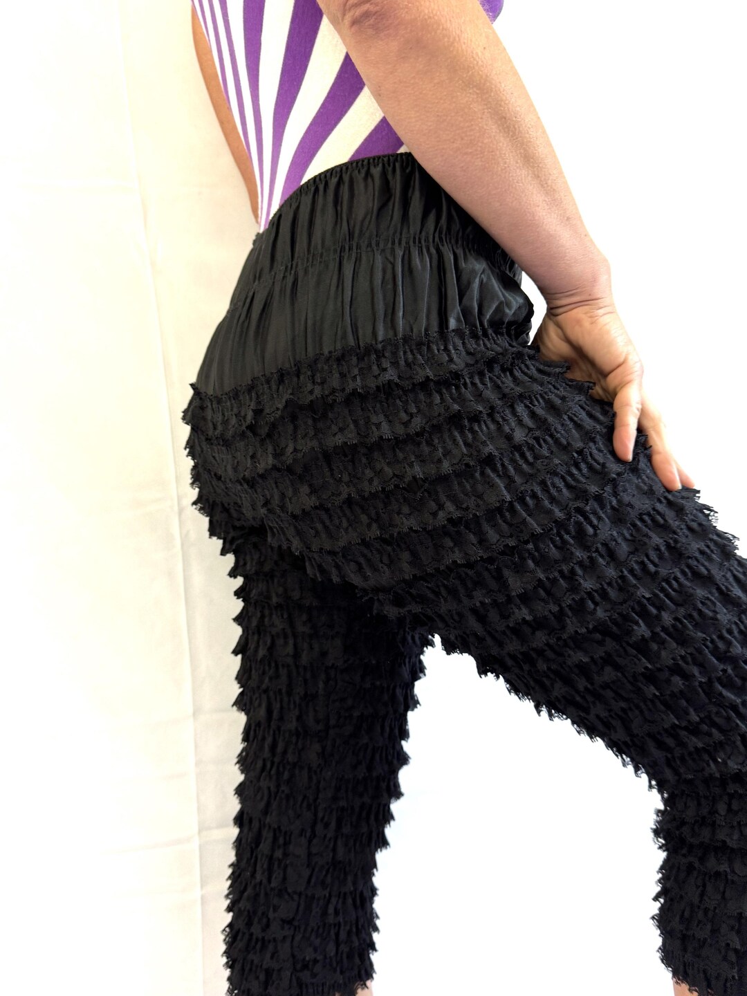 Flake Black Ruff Vintage Black Ruffled Rare LONG Rockabilly Ruffle Bloomers - Etsy