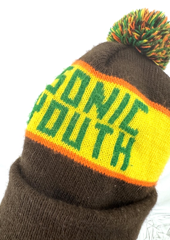 Knit Hat Youth Blue Red Yellow Stripe Beanie Boggin Vintage