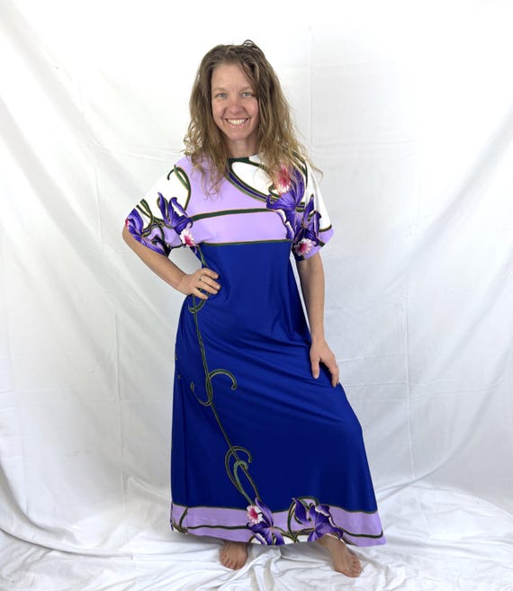 Vintage 1970s 80s Hawaiian Maxi Dress - By Resort Line View 5