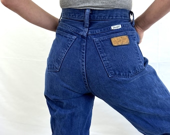 WOW Vintage 80s Wrangler Blue Colored Denim Jeans - Rozmiar 7/8 Rozmiar 34