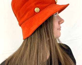 Vintage 50s 60s Betmar Orange Velvet Cloche Bucket Hat - Etsy display picture 1