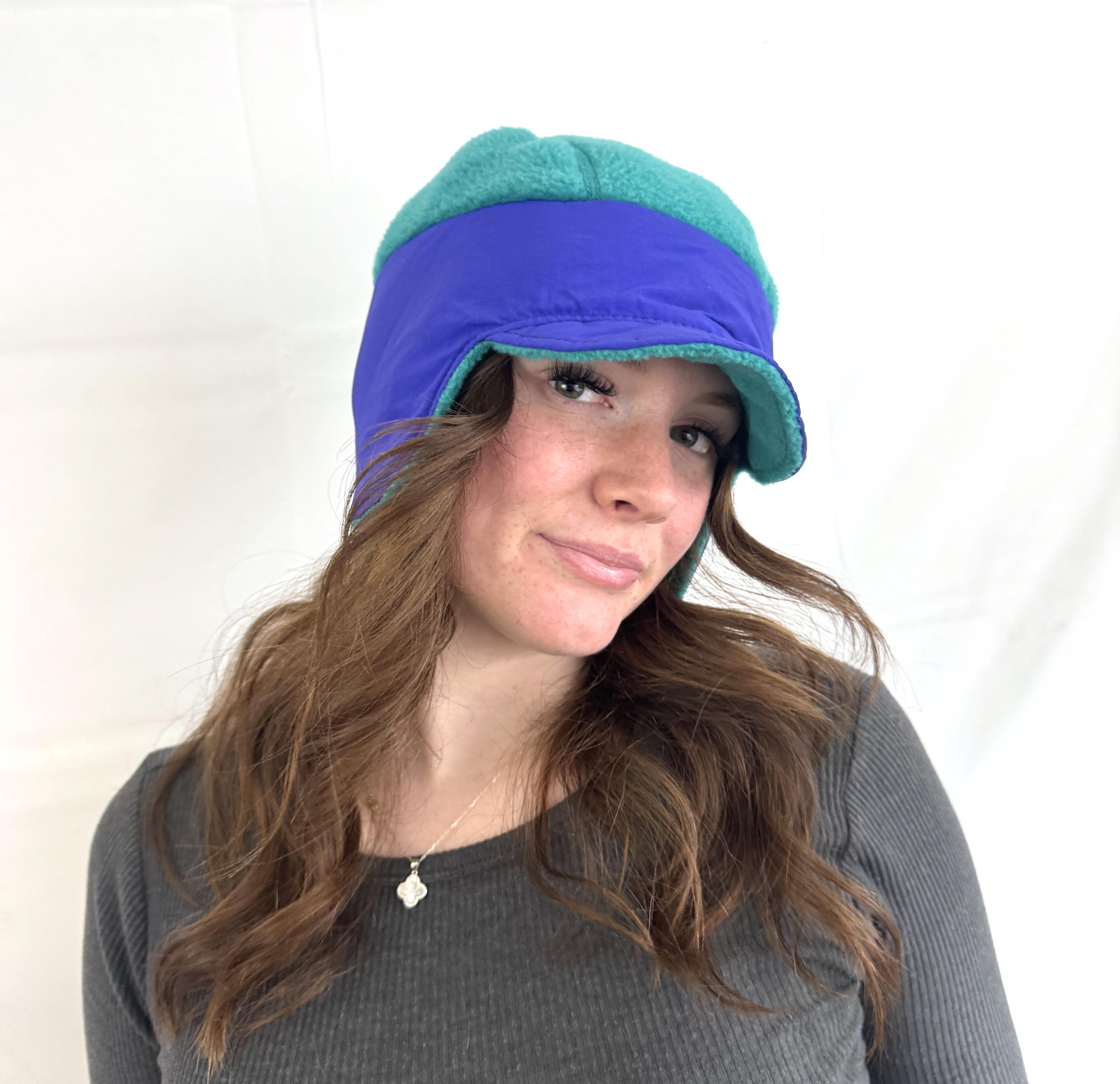 Vintage 90s 1990s Fleece Columbia Purple Teal Winter Hat Liner - Etsy