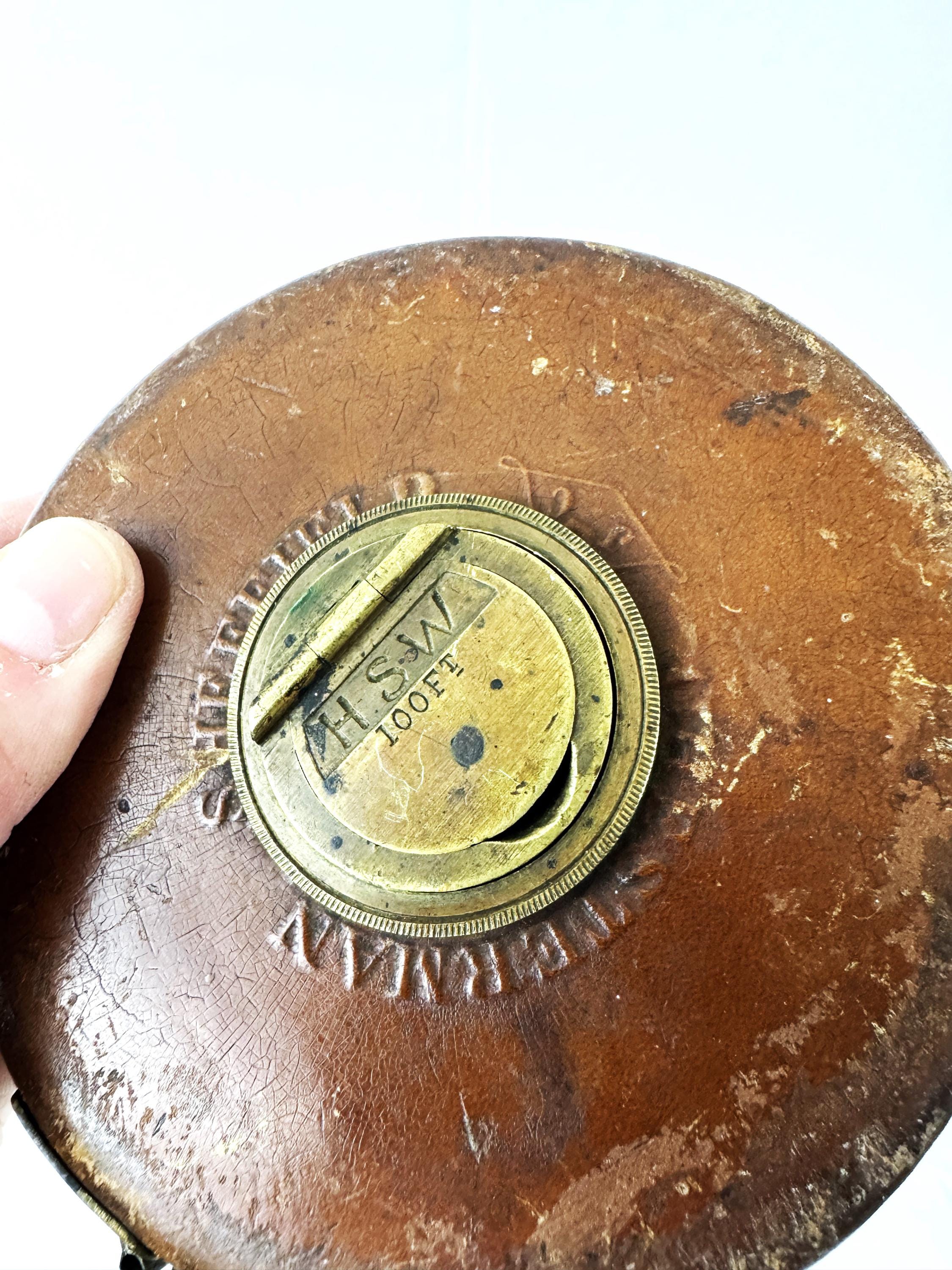 Vintage 1900s Antique Chesterman Sheffield Leather Brass 100 Ft 